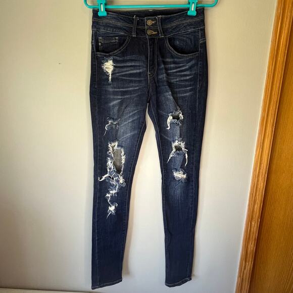 Kancan Dark Wash Distressed Jean Jegging Size 26 - Picture 12 of 12